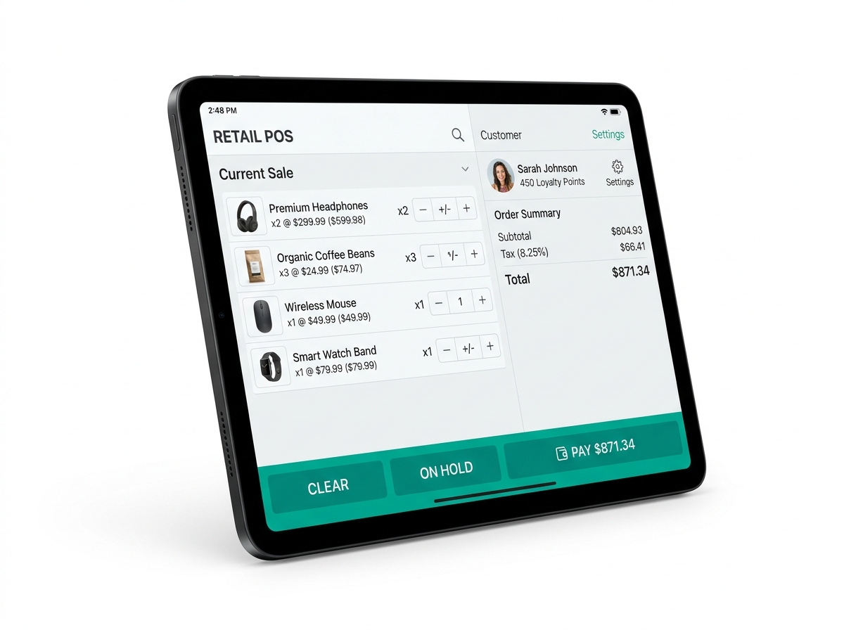 Punto de Venta Web LEAF POS en tableta de alta resolución